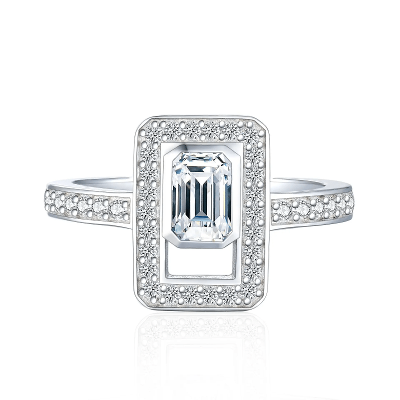 Women's S925 Silver Moissanite Eternity Ring, Classic Full Pave Band
